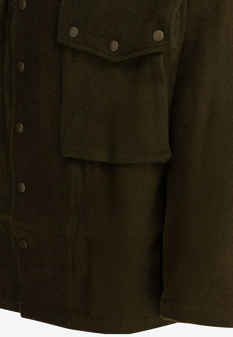 Needles Wool Overshirt with Maxi-Pockets Green RW160OLIVE_c3e890d0-b330-414e-9f3f-e4446aac526f