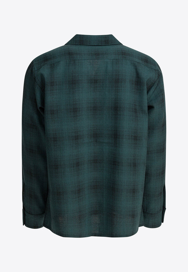 Needles Checked Wool Long-Sleeved Shirt Green RW163A-BLUE_004a0924-fab3-4ea5-ada8-52889e7e3dcf