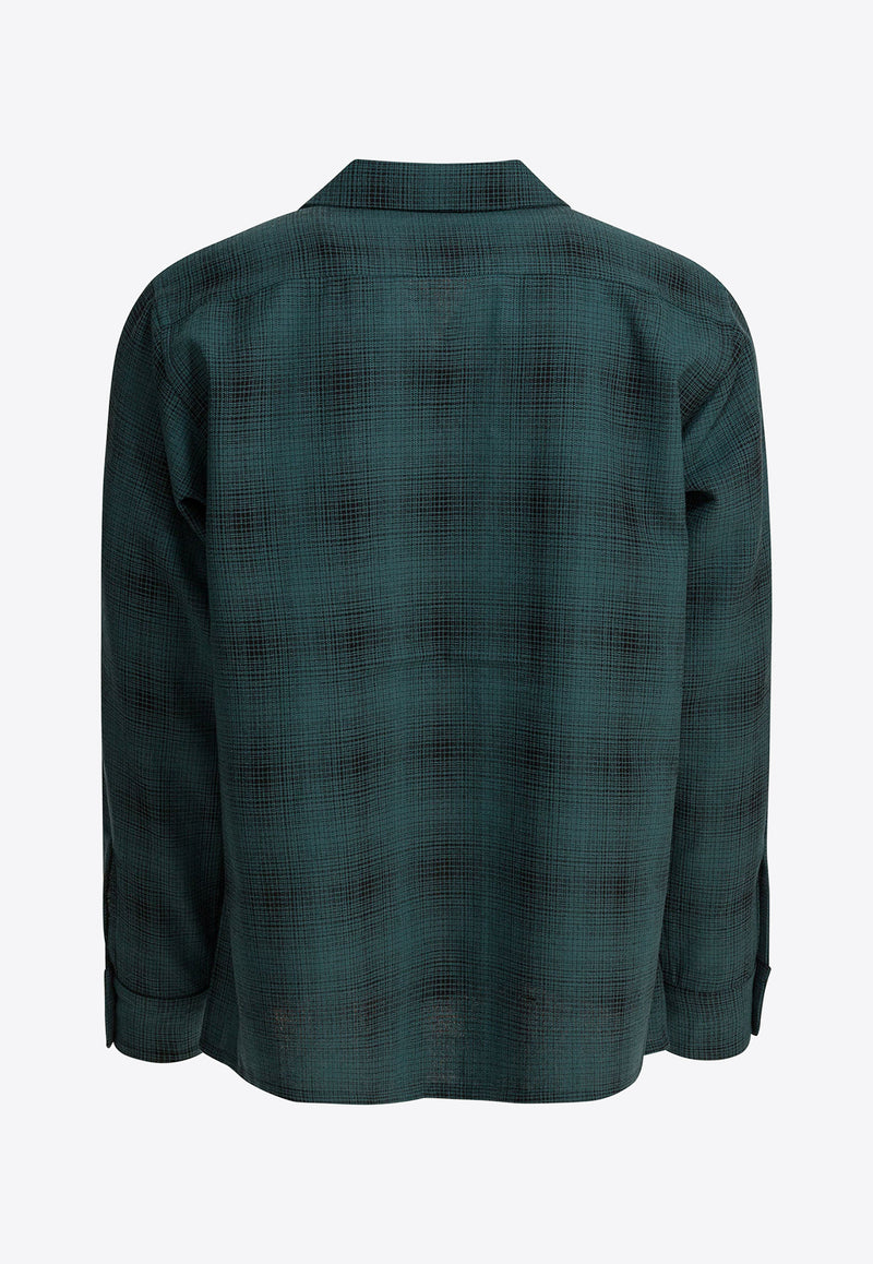 Needles Checked Wool Long-Sleeved Shirt Green RW163A-BLUE_004a0924-fab3-4ea5-ada8-52889e7e3dcf