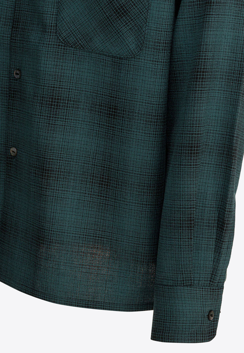 Needles Checked Wool Long-Sleeved Shirt Green RW163A-BLUE_004a0924-fab3-4ea5-ada8-52889e7e3dcf