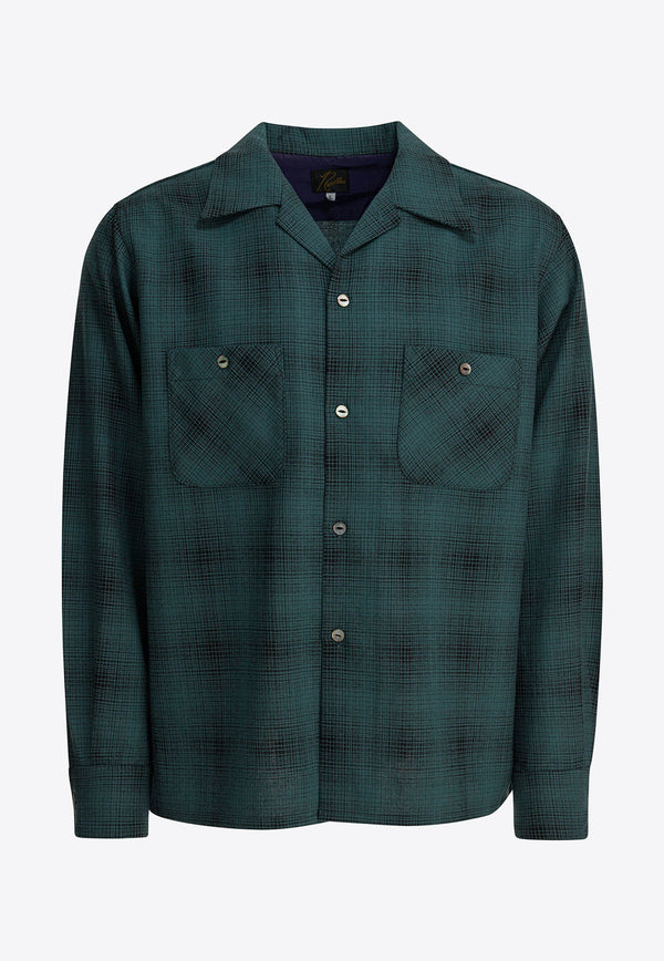 Needles Checked Wool Long-Sleeved Shirt Green RW163A-BLUE_004a0924-fab3-4ea5-ada8-52889e7e3dcf