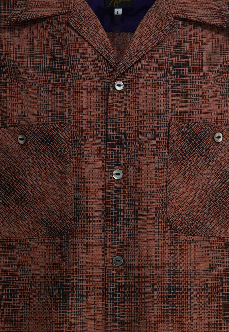 Needles Checked Wool Long-Sleeved Shirt Bordeaux RW163B-SALMON_bbc706b2-805b-41b7-8c75-d05f6c181555