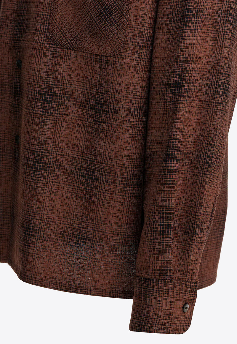 Needles Checked Wool Long-Sleeved Shirt Bordeaux RW163B-SALMON_bbc706b2-805b-41b7-8c75-d05f6c181555