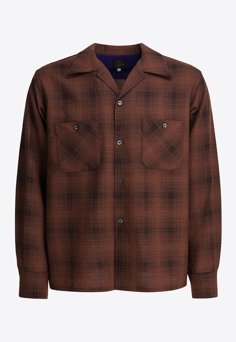 Needles Checked Wool Long-Sleeved Shirt Bordeaux RW163B-SALMON_bbc706b2-805b-41b7-8c75-d05f6c181555
