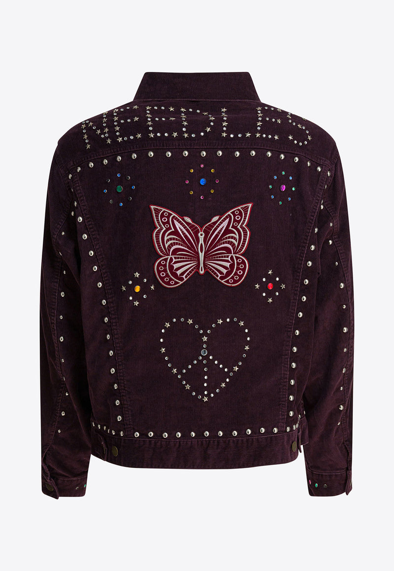 Needles Studded Corduroy Denim Jacket Purple RW167A-BURGUNDY_3223c3c6-1530-47bc-8b2b-2231db59617d