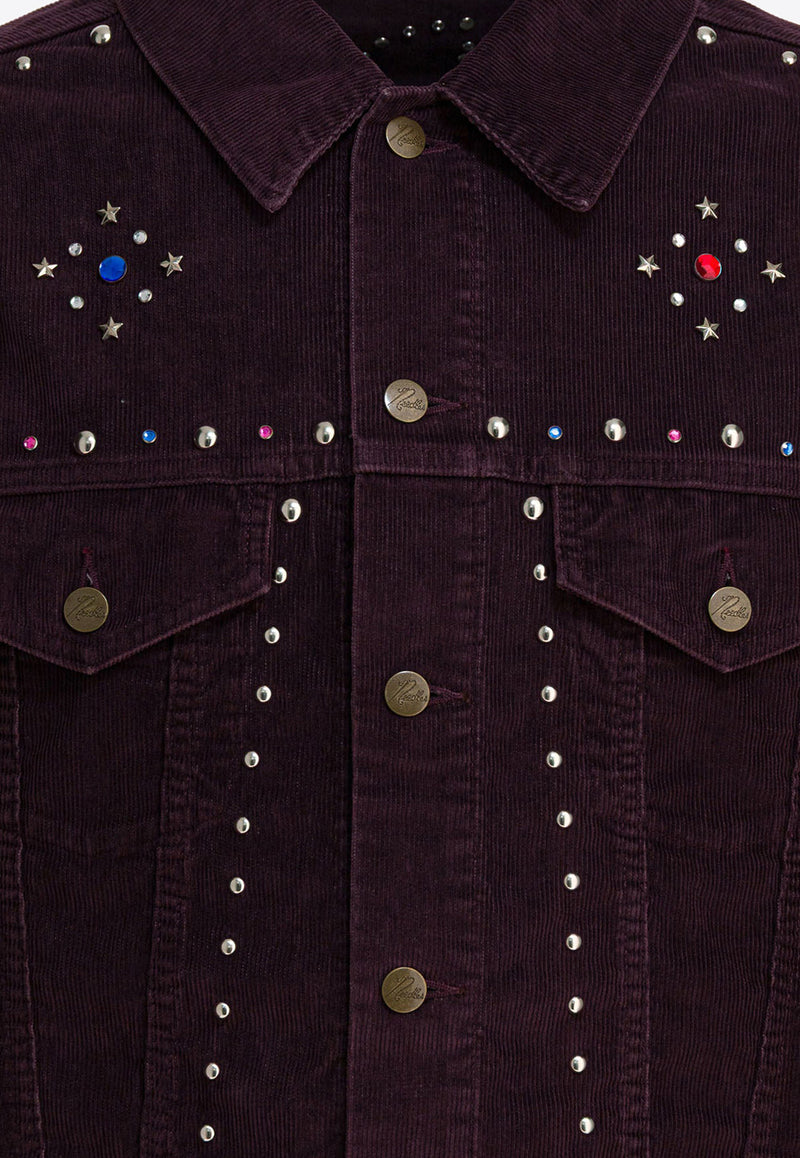 Needles Studded Corduroy Denim Jacket Purple RW167A-BURGUNDY_3223c3c6-1530-47bc-8b2b-2231db59617d