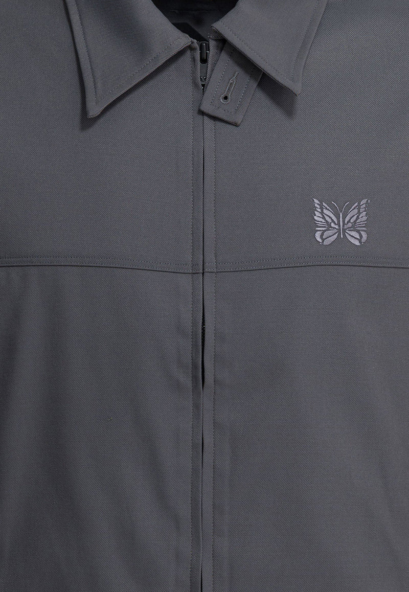 Needles Embroidered-Logo Calvary Twill Jacket Gray RW254A-GREY_6d91d7ae-7b25-4d1c-840b-1a670bf8c1f2