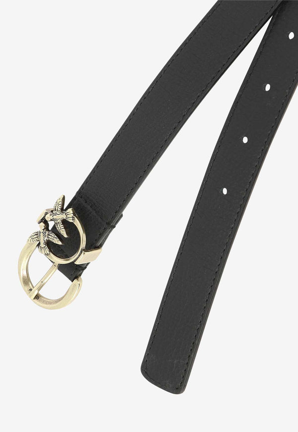 PINKO Logo Birds Leather Belt Black 102820A158Z99Q_82643