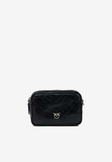PINKO Medium Chevron Leather Crossbody Bag Black 104336A2JCZ99E_2bf3e4d7-474a-4b54-8b09-f955f7f909c9