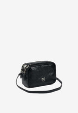 PINKO Medium Chevron Leather Crossbody Bag Black 104336A2JCZ99E_2bf3e4d7-474a-4b54-8b09-f955f7f909c9