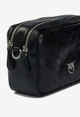 PINKO Medium Chevron Leather Crossbody Bag Black 104336A2JCZ99E_2bf3e4d7-474a-4b54-8b09-f955f7f909c9