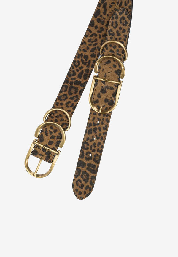 PINKO Leopard Print Leather Buckled Belt Brown 104793A32AM35Q_e372515d-56d1-4816-a05f-b252df6abee3