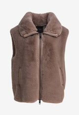 PINKO Faux Fur Zip-Up Vest Beige 105107A2WND01_83020