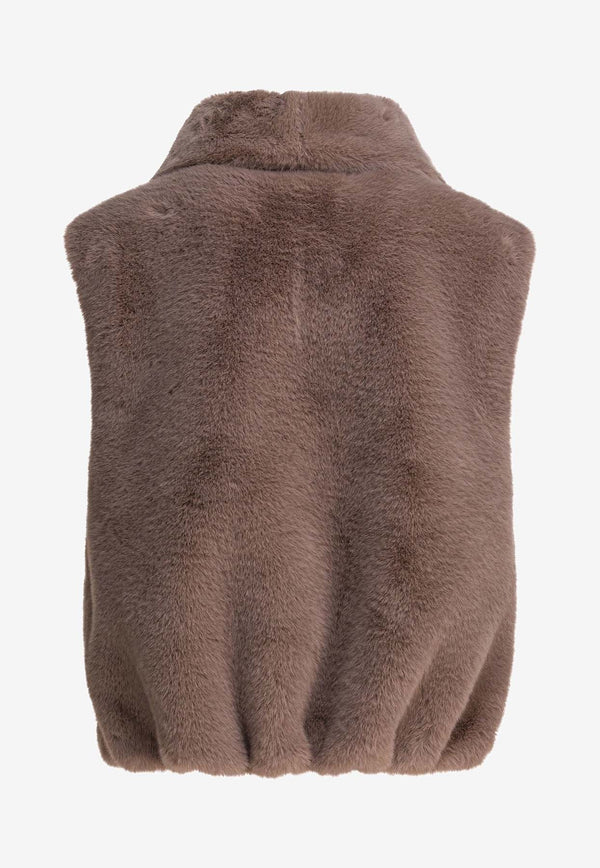 PINKO Faux Fur Zip-Up Vest Beige 105107A2WND01_83020