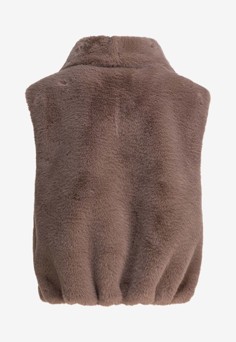 PINKO Faux Fur Zip-Up Vest Beige 105107A2WND01_83020