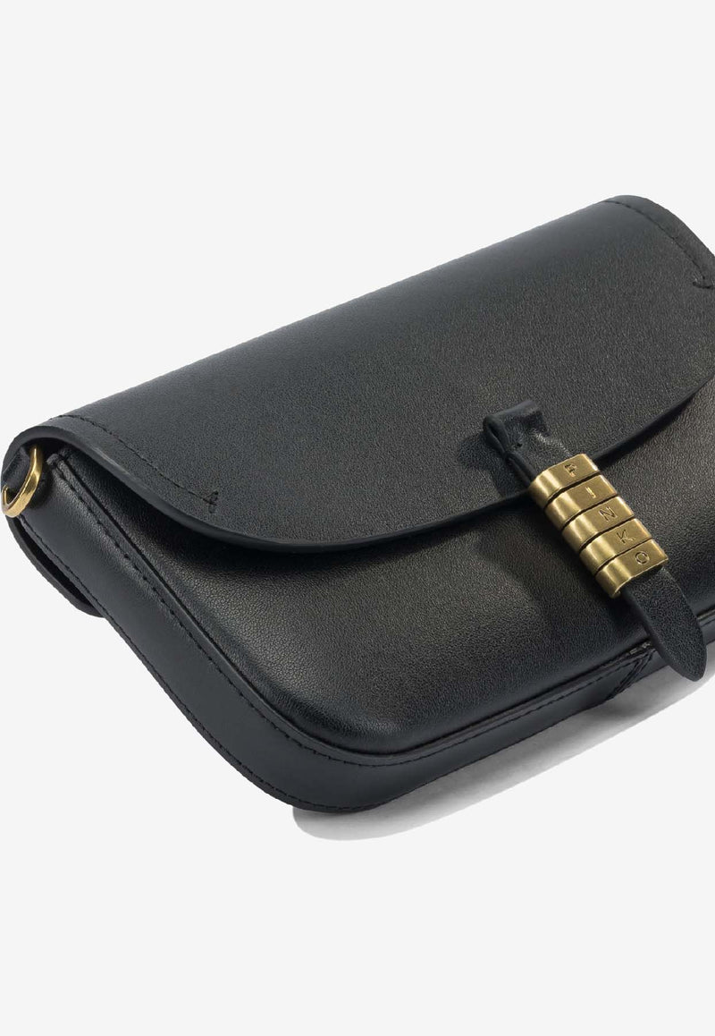 PINKO Saddle Leather Shoulder Bag  Black 105349A1ZXZ99Q_b3142ad9-eeb7-4ac1-ad08-b51b846a79e8