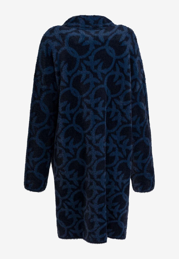 PINKO Monogram Jacquard Coat Blue 105415A2WYGG1_b9d8b6e7-58ad-4848-b0e7-1360492a96f0
