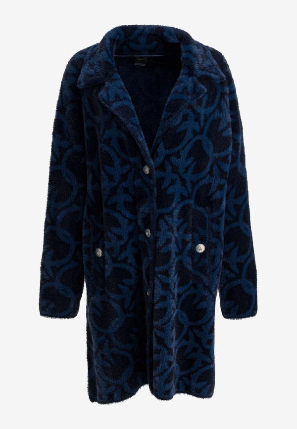 PINKO Monogram Jacquard Coat Blue 105415A2WYGG1_b9d8b6e7-58ad-4848-b0e7-1360492a96f0
