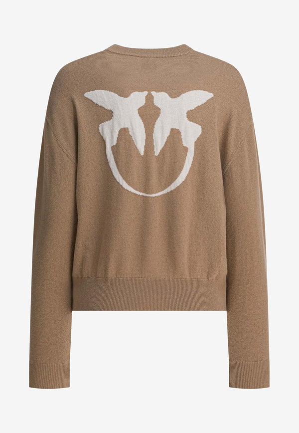 PINKO Love Birds Intarsia Knit Sweater Brown 105561A2SIMZ2_82798