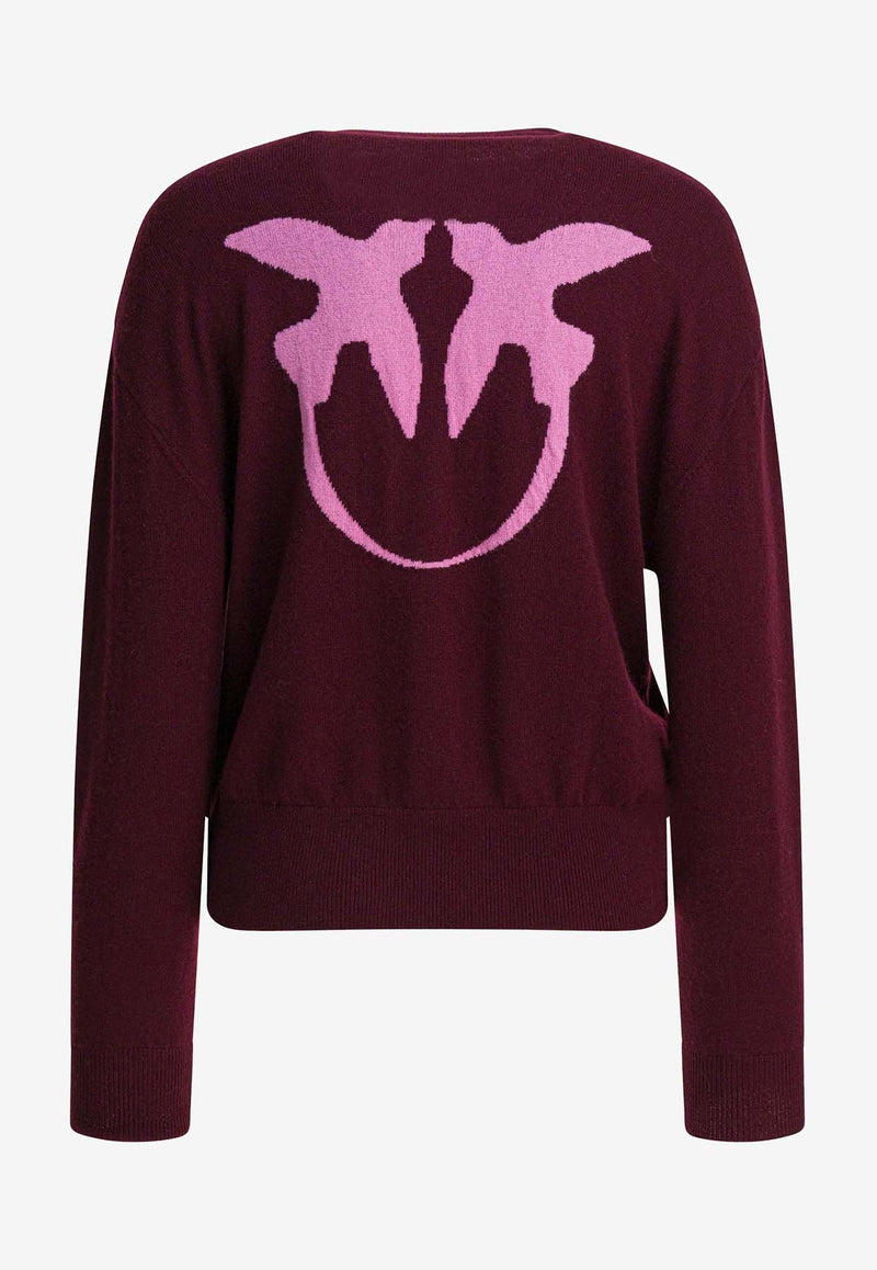 PINKO Love Birds Intarsia Knit Sweater Bordeaux 105561A2SIYND_82788