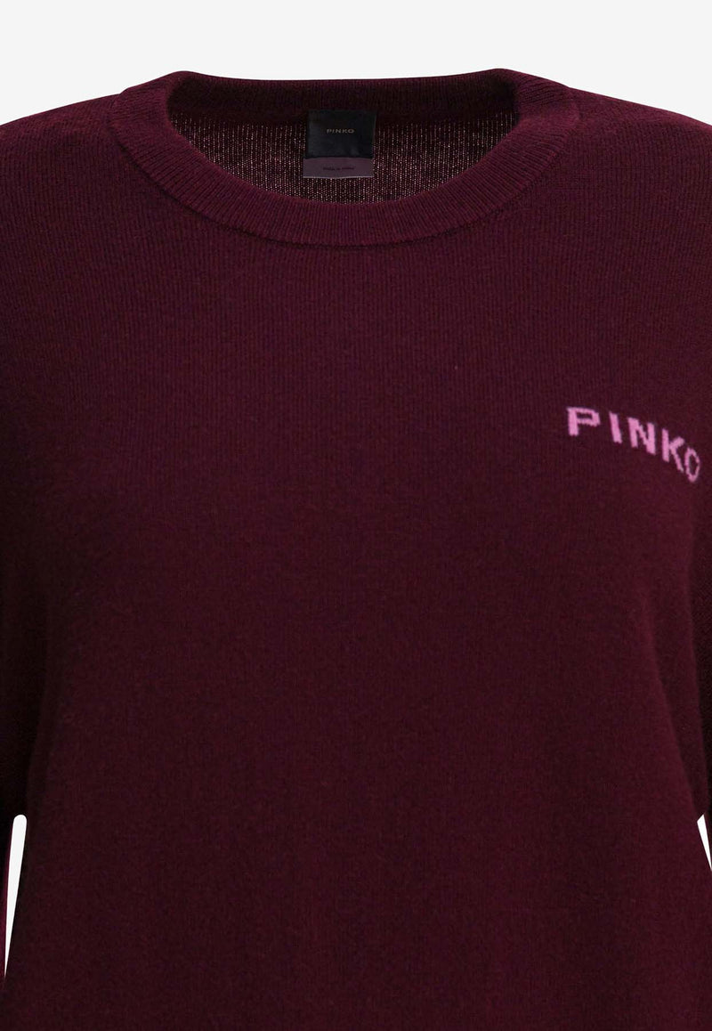 PINKO Love Birds Intarsia Knit Sweater Bordeaux 105561A2SIYND_82788