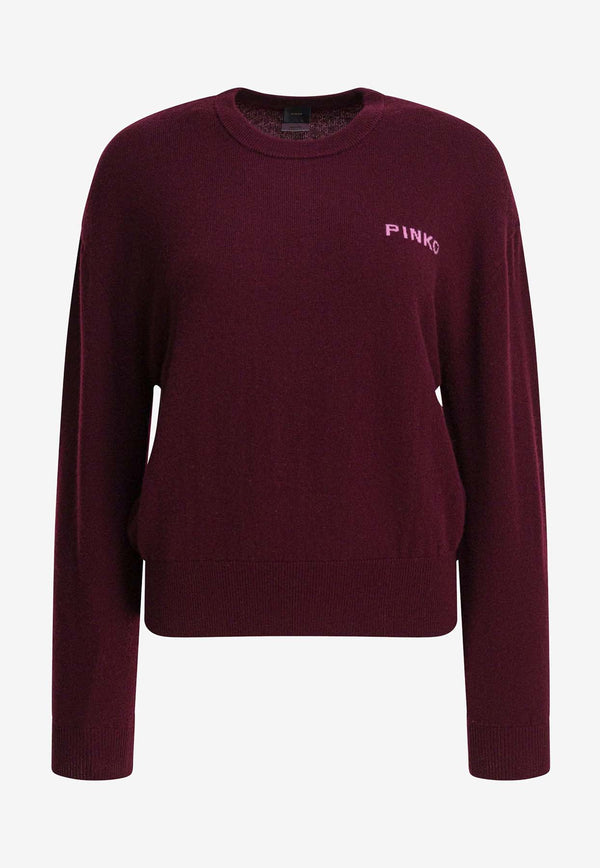 PINKO Love Birds Intarsia Knit Sweater Bordeaux 105561A2SIYND_82788