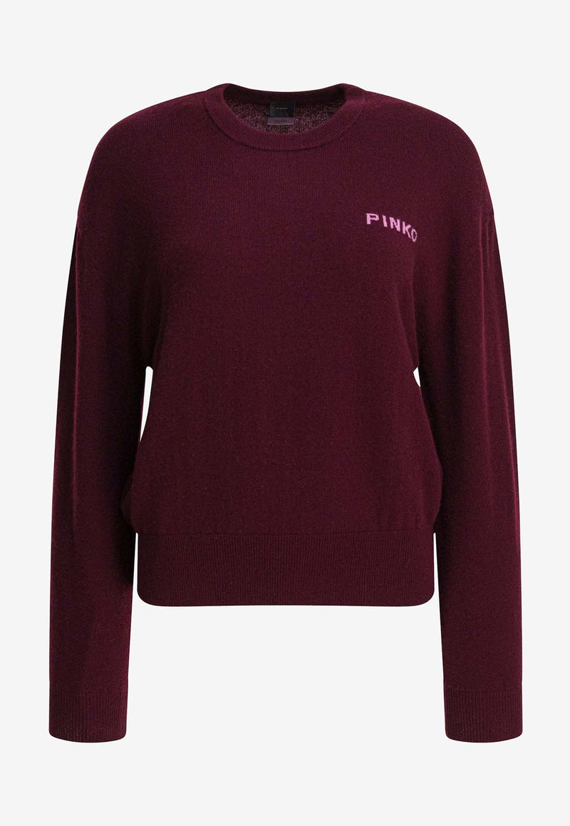 PINKO Love Birds Intarsia Knit Sweater Bordeaux 105561A2SIYND_82788