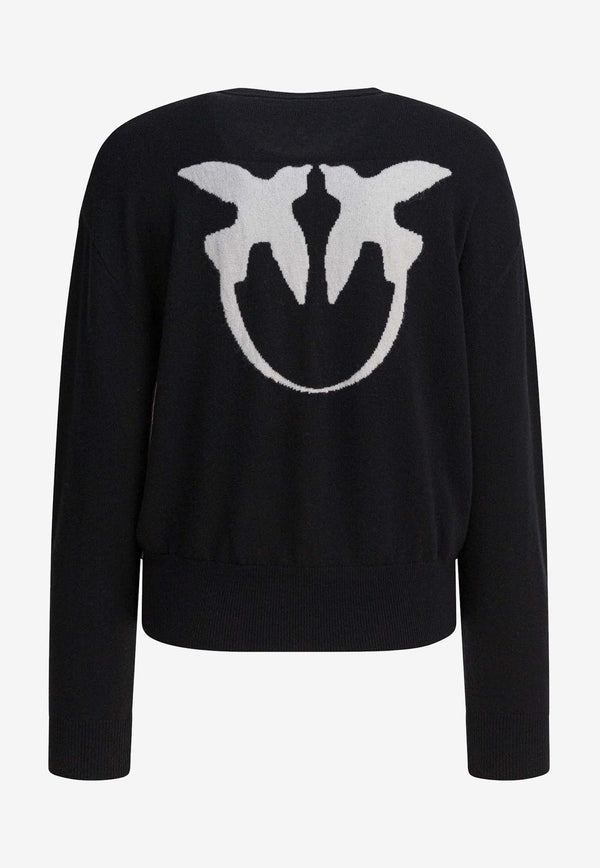PINKO Love Birds Intarsia Knit Sweater Black 105561A2SIZZ2_82856
