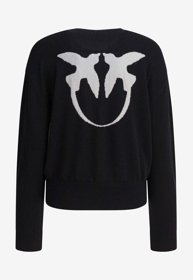 PINKO Love Birds Intarsia Knit Sweater Black 105561A2SIZZ2_82856