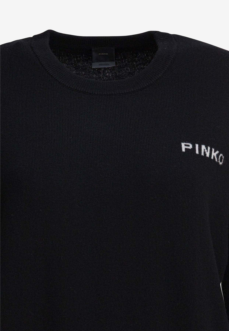 PINKO Love Birds Intarsia Knit Sweater Black 105561A2SIZZ2_82856