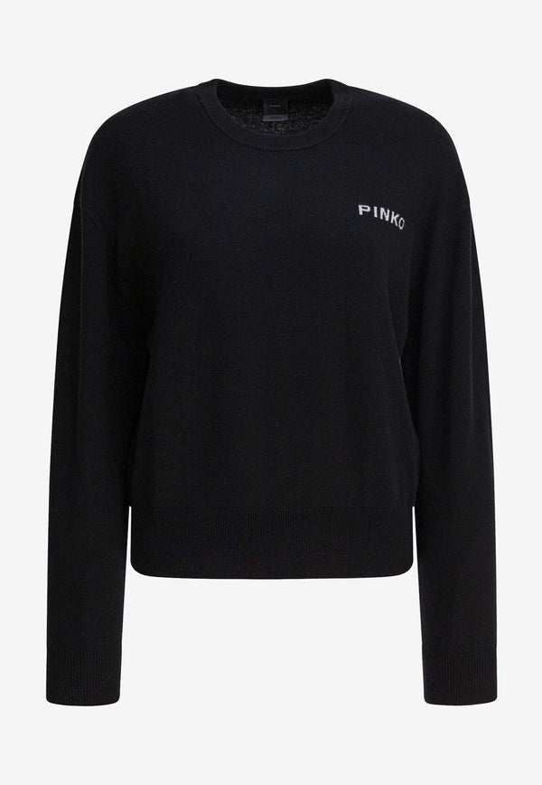 PINKO Love Birds Intarsia Knit Sweater Black 105561A2SIZZ2_82856