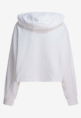 PINKO Logo Print Cropped Hooded Sweatshirt White 105726A2URZ25_1867655a-ab17-43ae-9c32-76c6ef982f8f