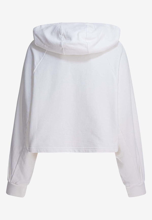 PINKO Logo Print Cropped Hooded Sweatshirt White 105726A2URZ25_1867655a-ab17-43ae-9c32-76c6ef982f8f