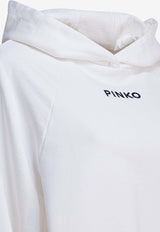 PINKO Logo Print Cropped Hooded Sweatshirt White 105726A2URZ25_1867655a-ab17-43ae-9c32-76c6ef982f8f