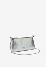 PINKO Mini Half Moon Laminated Leather Shoulder Bag Silver 105915A2WDZZFN_62bb26c2-10b9-4893-b6f2-5fd9ce4addeb