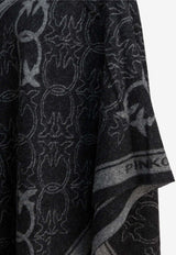 PINKO Love Birds Jacquard Wool Poncho Black 105965A2ZIZI2_8e0e9155-da49-4946-98e6-b0302b757ee8