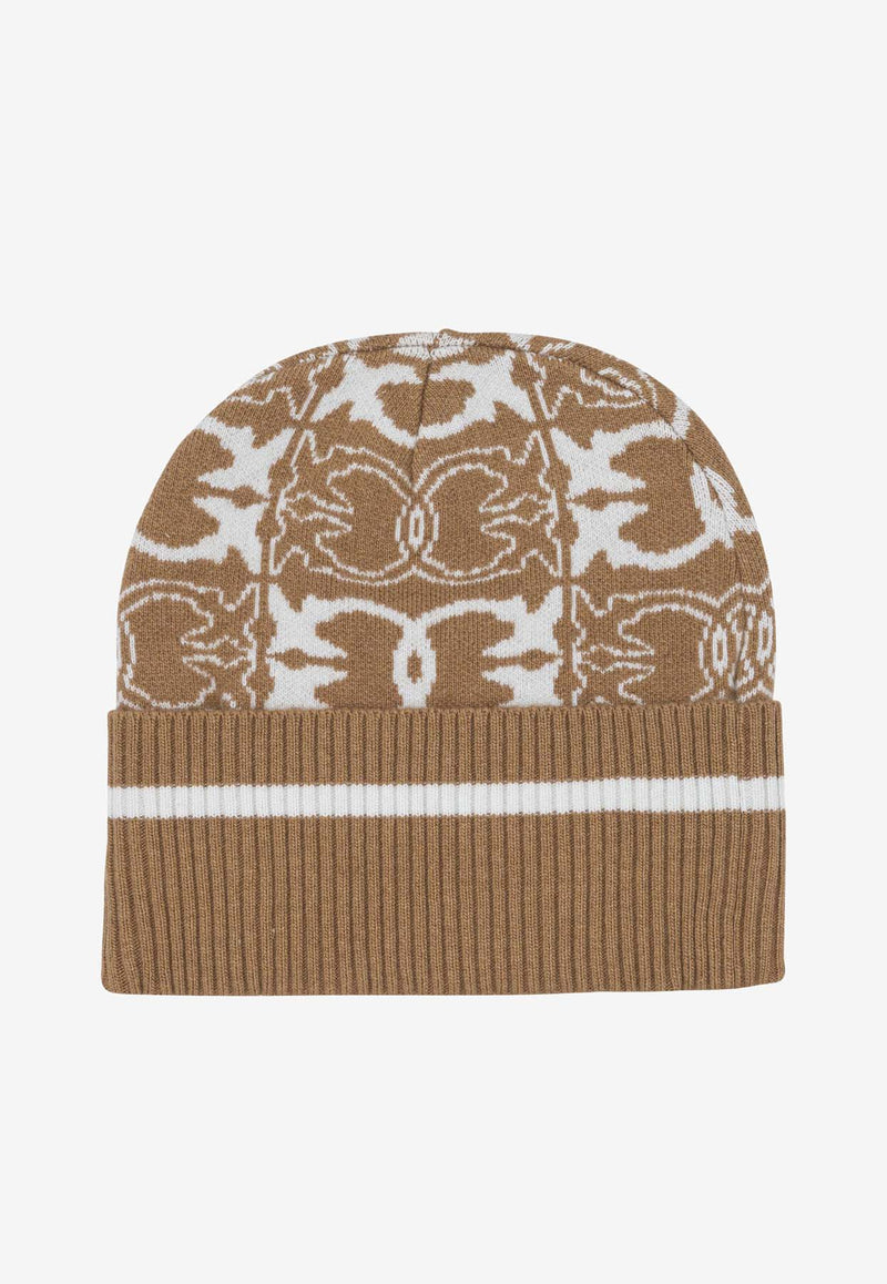 PINKO Monogram Wool Beanie Beige 105991A2YOMZ2_31a65f0f-9c94-4f78-a23c-a230b1384e17