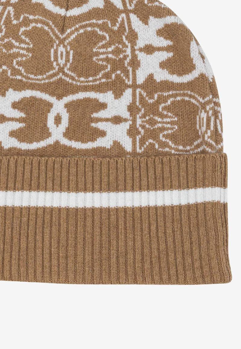 PINKO Monogram Wool Beanie Beige 105991A2YOMZ2_31a65f0f-9c94-4f78-a23c-a230b1384e17