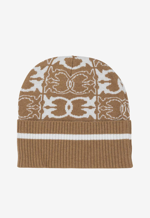 PINKO Monogram Wool Beanie Beige 105991A2YOMZ2_31a65f0f-9c94-4f78-a23c-a230b1384e17
