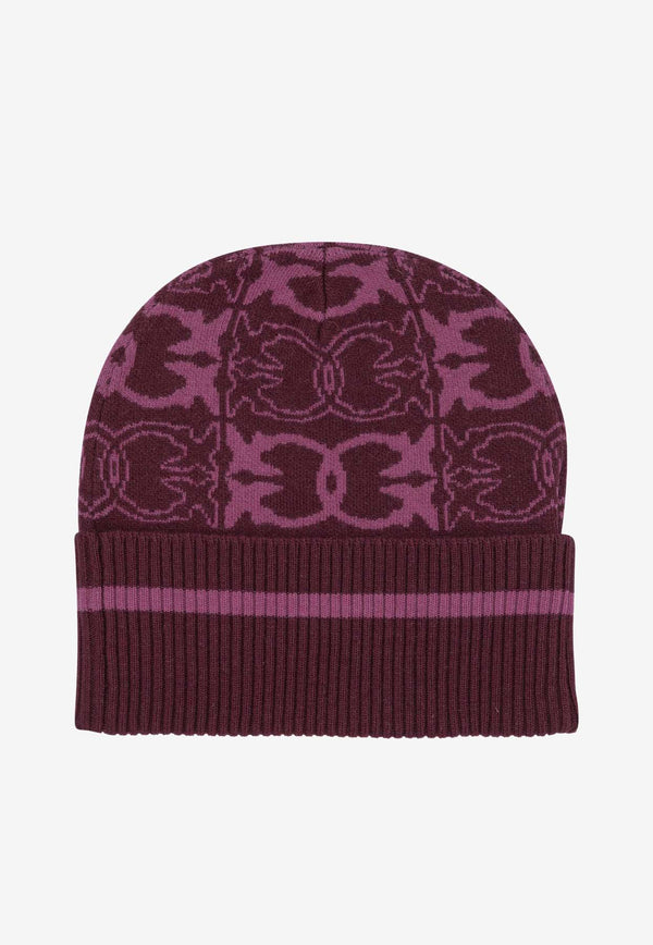 PINKO Monogram Wool Beanie Bordeaux 105991A2YOYN2_111356bb-1e83-413c-bbb7-08ba9f6b0d79