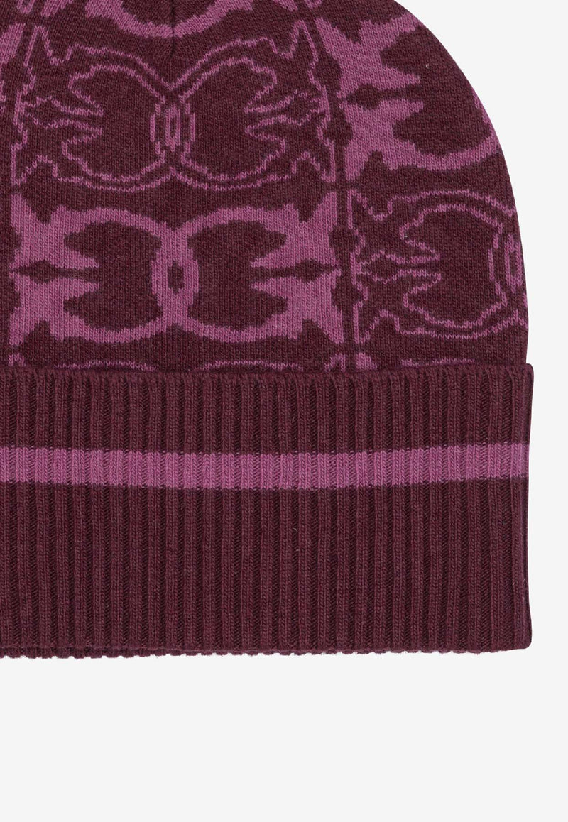 PINKO Monogram Wool Beanie Bordeaux 105991A2YOYN2_111356bb-1e83-413c-bbb7-08ba9f6b0d79