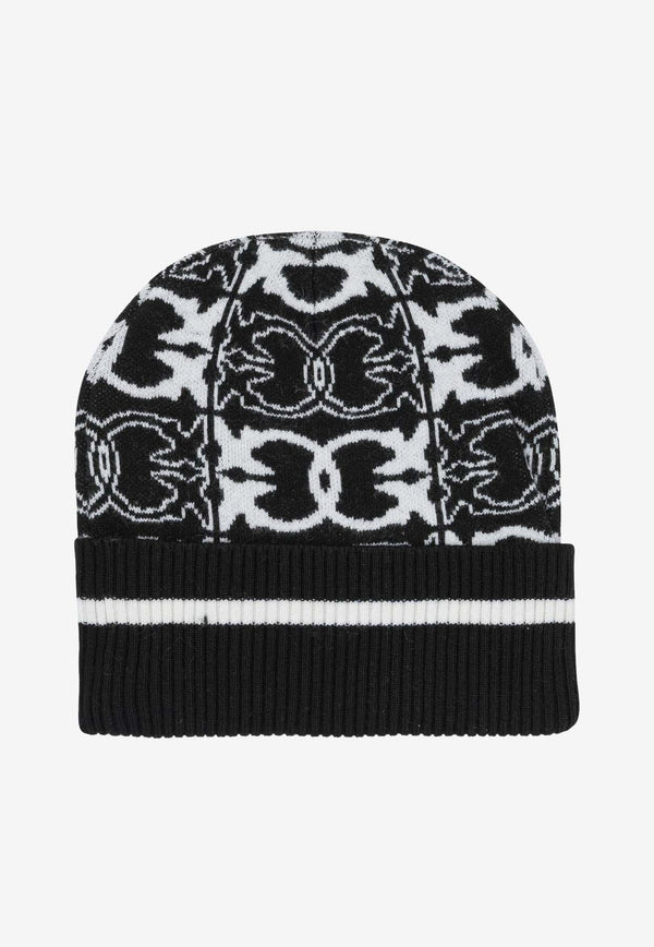 PINKO Monogram Wool Beanie Black 105991A2YOZZ2_46e5547e-b986-4a7b-9abf-4846b4fed14c