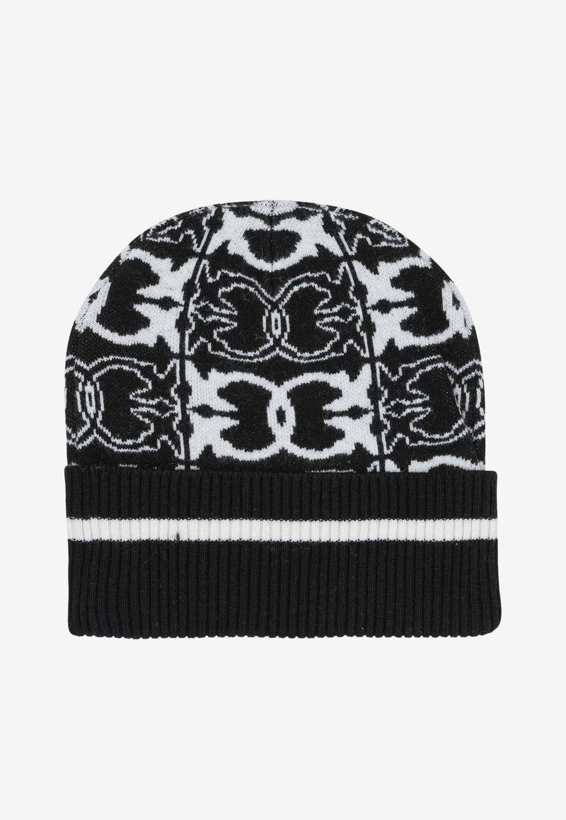 PINKO Monogram Wool Beanie Black 105991A2YOZZ2_46e5547e-b986-4a7b-9abf-4846b4fed14c