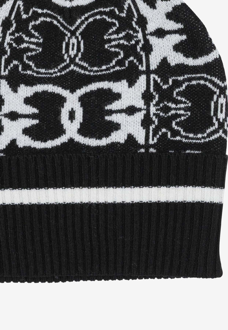 PINKO Monogram Wool Beanie Black 105991A2YOZZ2_46e5547e-b986-4a7b-9abf-4846b4fed14c