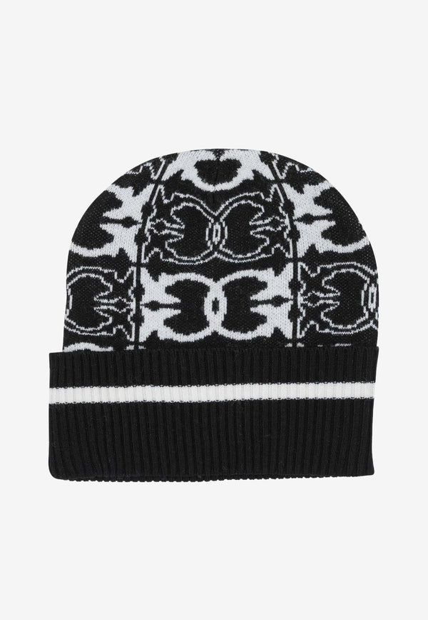 PINKO Monogram Wool Beanie Black 105991A2YOZZ2_46e5547e-b986-4a7b-9abf-4846b4fed14c