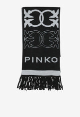 Pinko Love Birds Fringed Scarf 105992A2YOZZ2_4b1553ef-887a-4dc3-bfa3-fadc0a970547
