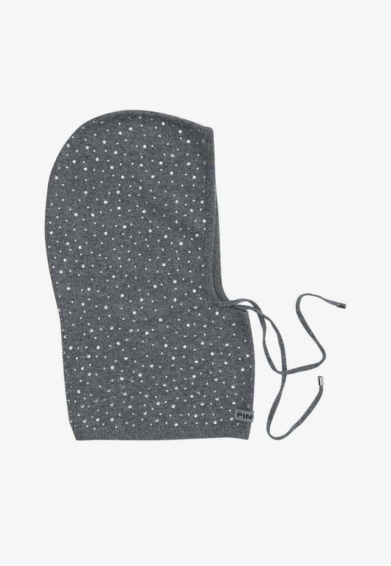 PINKO Embellished Balaclava with Strap Gray 106005A2YYI12_aa3e4531-18b5-45df-810d-6aa496bca075
