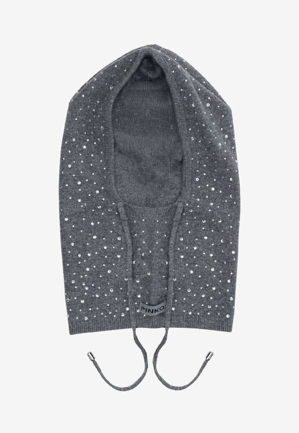 PINKO Embellished Balaclava with Strap Gray 106005A2YYI12_aa3e4531-18b5-45df-810d-6aa496bca075