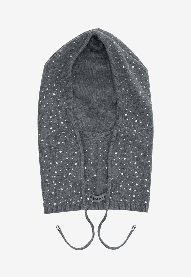 PINKO Embellished Balaclava with Strap Gray 106005A2YYI12_aa3e4531-18b5-45df-810d-6aa496bca075