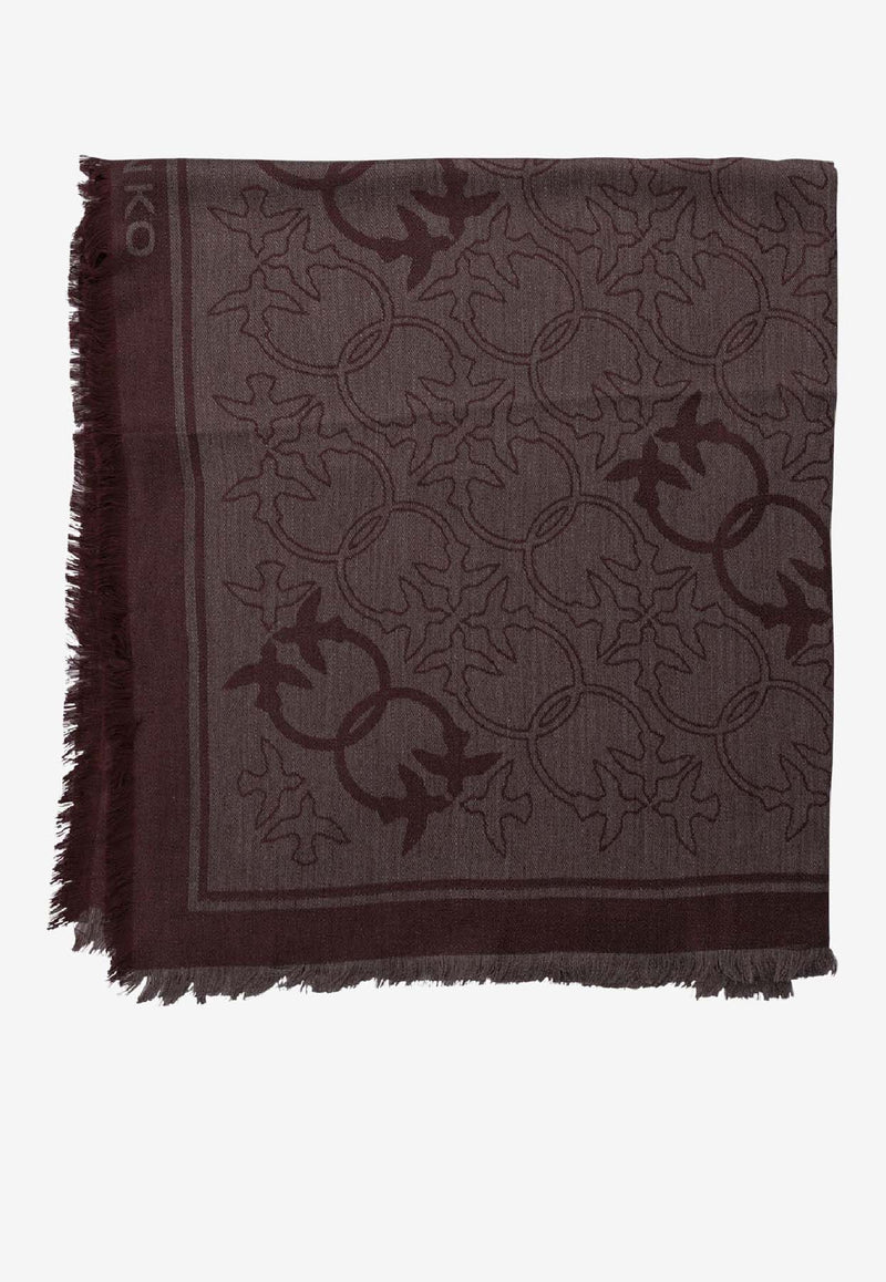 PINKO Logo Fringed Scarf Bordeaux 106017A2ZHR57_ef369f59-ee4b-4e5d-bb62-395a1c498b93